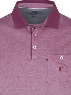 Polo rose en coton maille piquée coupe droite col boutonné