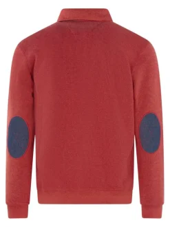 Polo rouge uni avec un coupe droite et un col à rabats avec boutons