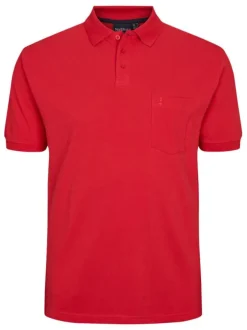 Polo rouge uni en coton avec une coupe droite et un col boutonné