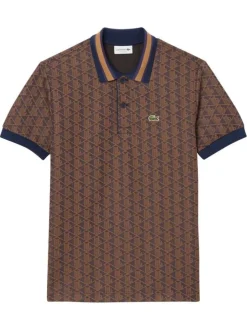 Polo rouille fantaisie avec un col boutonné et des manches courtes