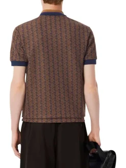 Polo rouille fantaisie avec un col boutonné et des manches courtes