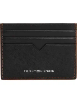 Porte-cartes en cuir noir uni avec multiples rangements