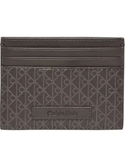 Porte-cartes marron avec un revêtement à motifs monogrammes