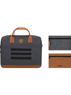 Porte-documents anthracite chiné avec fermeture zippée et pochettes interchangeables