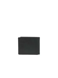 Portefeuille en cuir de chèvre gris foncé avec logos embossés
