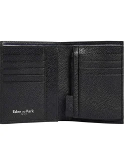 Portefeuille en cuir noir pourvu du logo de la marque embossé