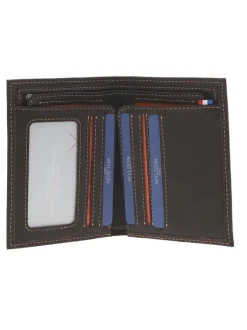 Portefeuille marron à rabat avec emplacements pour carte et poche monnaie