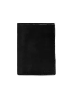 Portefeuille noir à rabat à emplacements pour carte et poche monnaie