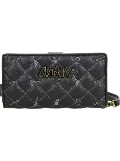 Portefeuille anthracite orné du logo de la marque avec de multiples rangements