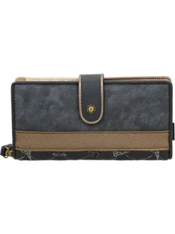 Portefeuille anthracite orné du logo de la marque avec de multiples rangements