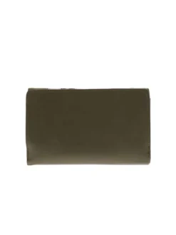 Portefeuille kaki avec bandes irisées et bandes léopard à rabat