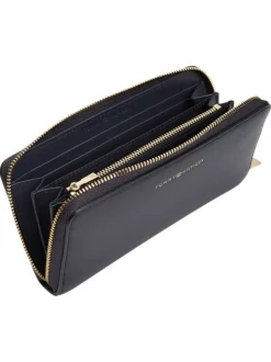 Portefeuille marine aspect grainé pourvu d'une fermeture zippée
