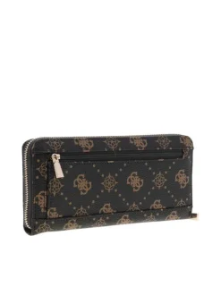 Portefeuille marron à motif monogramme et une fermeture zippée