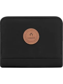 Portefeuille Medium Cambridge noir uni avec un logo marron embossé