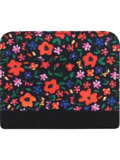 Portefeuille Medium Maupiti noir et rouge avec un imprimé floral