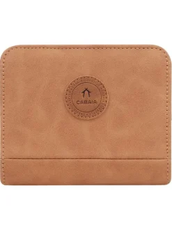Portefeuille Medium Moscow camel uni en simili cuir et un logo embossé