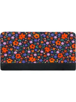 Portefeuille multicolore à motif floral pourvu de multiples rangements