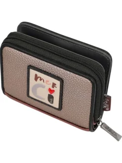 Portefeuille multicolore pourvu de motifs exclusifs et d'une fermeture zippée