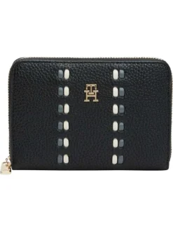 Portefeuille noir aspect grainé pourvu d'une fermeture zippée