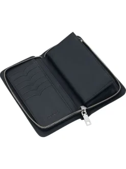 Portefeuille noir avec des motifs floraux et une fermeture à zip