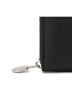 Portefeuille noir effet grainé à fermeture zippée
