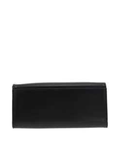 Portefeuille noir en maille lisse pourvu d'une fermeture zippée