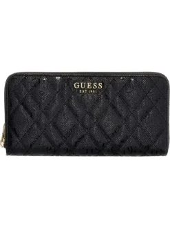 Portefeuille noir à motif monogramme avec une languette de tirage