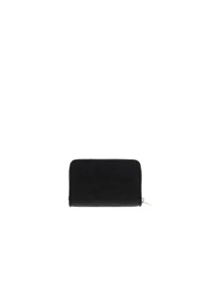 Portefeuille noir pourvu d'une fermeture zippée et du logo de la marque