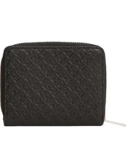Portefeuille noir pourvu d'une fermeture zippée et du logo de la marque