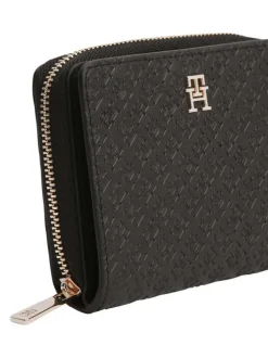 Portefeuille noir pourvu d'une fermeture zippée et du logo de la marque