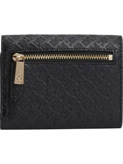 Portefeuille noir pourvu d'une fermeture zippée et du logo de la marque
