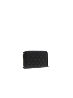 Portefeuille noir uni avec un logo métallique doré à l'avant