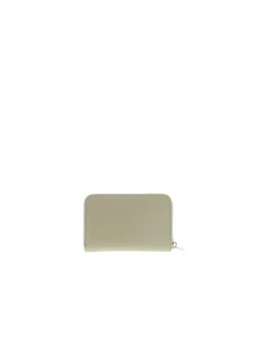 Portefeuille vert en maille lisse pourvu du logo de la marque