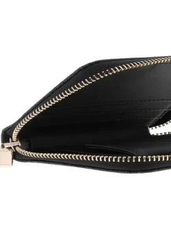Porte-monnaie anthracite à fermeture zippée orné d'un motif monogramme