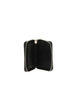 Porte-monnaie anthracite à fermeture zippée orné d'un motif monogramme