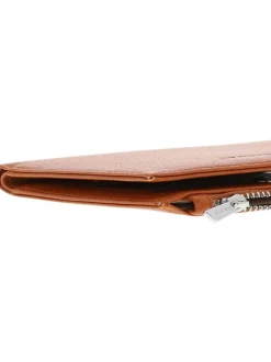 Porte-monnaie camel uni avec un porte-cartes et un compartiment central