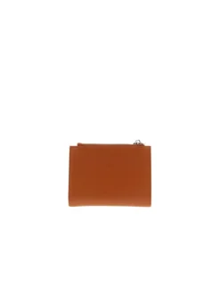 Porte-monnaie camel uni avec un porte-cartes et un compartiment central