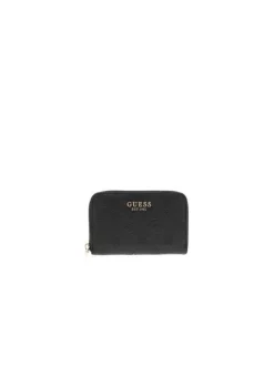Porte-monnaienoir avec motif monogrammes embossé et fermeture par zip
