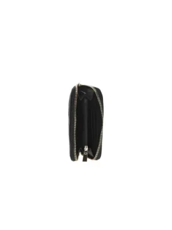 Porte-monnaienoir avec motif monogrammes embossé et fermeture par zip