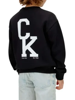 Pull en coton biologique noir à coupe ajustée pourvu d'un col rond