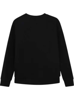Pull en coton noir à coupe ajustée pourvu du nom de la marque
