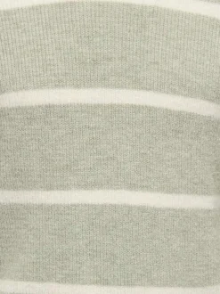 Pull vert d'eau rayé avec une coupe droite à col rond et des manches longues