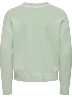 Pull vert d'eau uni pourvu de manches longues et d'une coupe droite