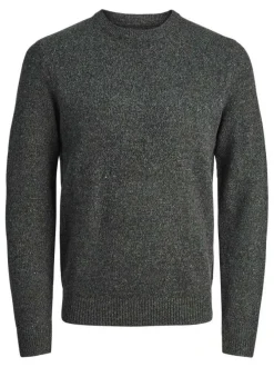 Pull anthracite en laine avec une coupe droite et un col rond