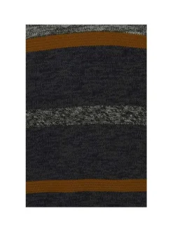 Pull anthracite et beige en coton rayé coupe droite col rond