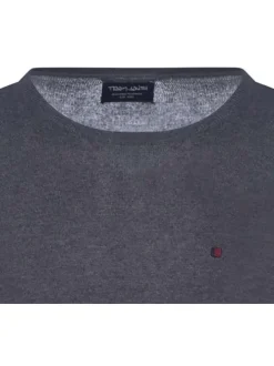 Pull anthracite uni coupe régular avec un col rond