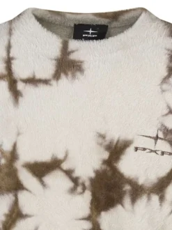 Pull beige à imprimé tie and dye avec une coupe ajustée et un col rond
