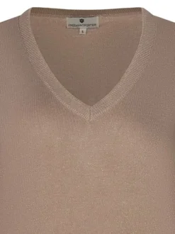 Pull beige à paillettes avec une coupe ajustée et un col v
