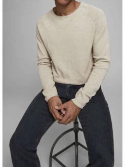 Pull beige pour homme en coton coupe droite HILL