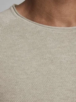 Pull beige pour homme en coton coupe droite HILL